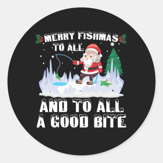 Merry Fishmas Grappige Vis Vist Visser Xmas Ronde Sticker (Voorkant)