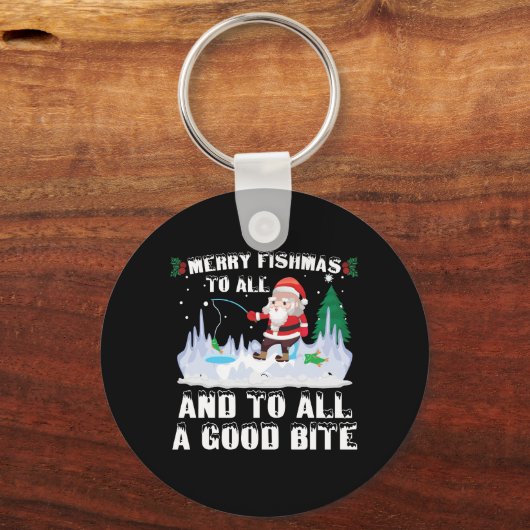 Merry Fishmas Grappige Vis Vist Visser Xmas Sleutelhanger (Voorkant)