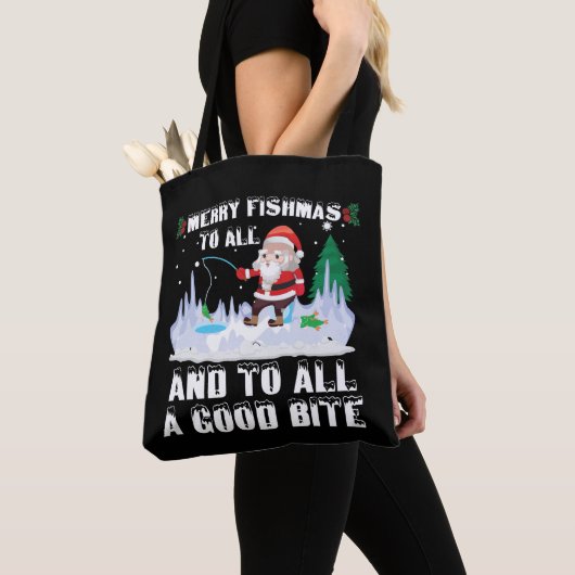 Merry Fishmas Grappige Vis Vist Visser Xmas Tote Bag (Dichtbij)