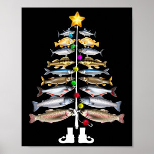 Merry Fishmas kerstboom Vist Poster