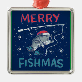 Merry Fishmas Kerstfeest Vist Metalen Ornament