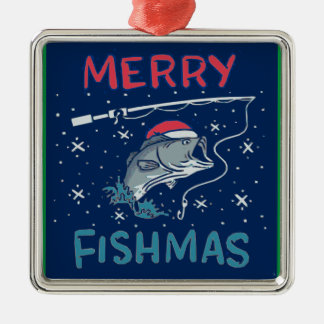 Merry Fishmas Kerstfeest Vist Metalen Ornament