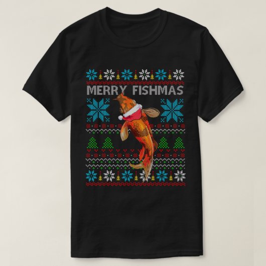 Merry Fishmas Kerstmis Japanse Koi Fish T-Shirt (Design voorkant)