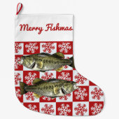Merry Fishmas Largemouth Bass Vist Snowflake Grote Kerstsok (Voorkant)