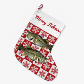 Merry Fishmas Largemouth Bass Vist Snowflake Grote Kerstsok (Voorkant (Hangend))