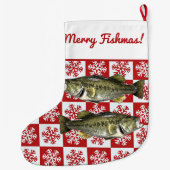 Merry Fishmas Largemouth Bass Vist Snowflake Grote Kerstsok (Achterkant)