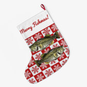 Merry Fishmas Largemouth Bass Vist Snowflake Grote Kerstsok (Achterkant (Hangend))