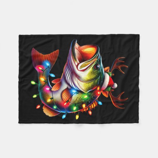 Merry Fishmas Santa Fishing Lovers Funny Fisherman Fleece Deken (Voorkant (Horizontaal))