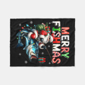 Merry Fishmas Santa Fishing Lovers Funny Fisherman Fleece Deken (Voorkant (Horizontaal))