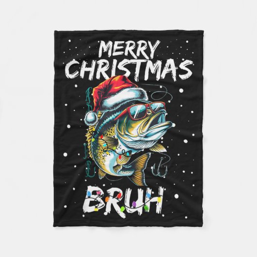 Merry Fishmas Santa Fishing Lovers Funny Fisherman Fleece Deken (Voorkant)