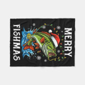 Merry Fishmas Santa Fishing Lovers Funny Fisherman Fleece Deken (Voorkant (Horizontaal))