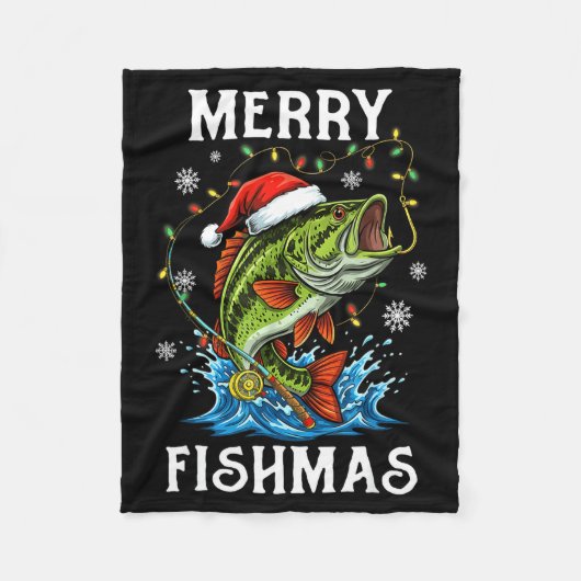 Merry Fishmas Santa Fishing Lovers Funny Fisherman Fleece Deken (Voorkant)