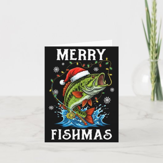Merry Fishmas Santa Fishing Lovers Funny Fisherman Kaart (Voorkant)