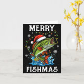 Merry Fishmas Santa Fishing Lovers Funny Fisherman Kaart (Gele Bloem)
