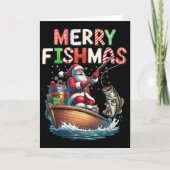 Merry Fishmas Santa Fishing Lovers Funny Fisherman Kaart (Voorkant)