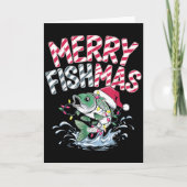 Merry Fishmas Santa Fishing Lovers Funny Fisherman Kaart (Voorkant)