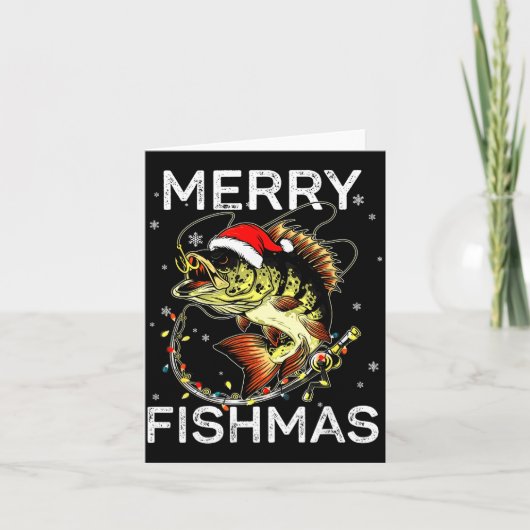 Merry Fishmas Santa Fishing Lovers Funny Fisherman Kaart (Voorkant)