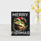 Merry Fishmas Santa Fishing Lovers Funny Fisherman Kaart (Gele Bloem)