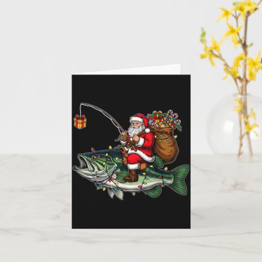 Merry Fishmas Santa Fishing Lovers Funny Fisherman Kaart (Gele Bloem)