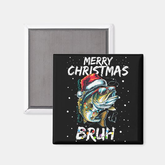 Merry Fishmas Santa Fishing Lovers Funny Fisherman Magneet (Voorkant / Achterkant)