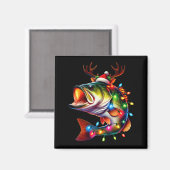 Merry Fishmas Santa Fishing Lovers Funny Fisherman Magneet (Voorkant / Achterkant)