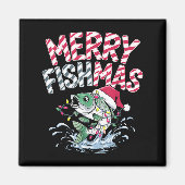 Merry Fishmas Santa Fishing Lovers Funny Fisherman Magneet (Voorkant)