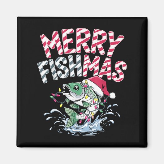 Merry Fishmas Santa Fishing Lovers Funny Fisherman Magneet (Voorkant)