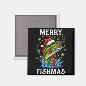 Merry Fishmas Santa Fishing Lovers Funny Fisherman Magneet (Voorkant / Achterkant)