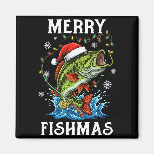 Merry Fishmas Santa Fishing Lovers Funny Fisherman Magneet (Voorkant)
