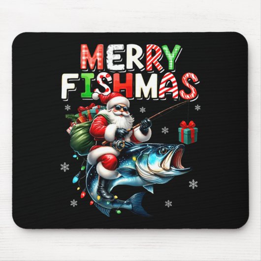 Merry Fishmas Santa Fishing Lovers Funny Fisherman Muismat (Voorkant)