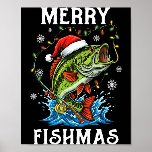 Merry Fishmas Santa Fishing Lovers Funny Fisherman Poster (Voorkant)