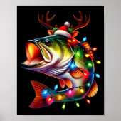 Merry Fishmas Santa Fishing Lovers Funny Fisherman Poster (Voorkant)