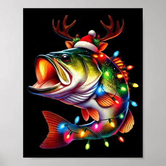 Merry Fishmas Santa Fishing Lovers Funny Fisherman Poster (Voorkant)