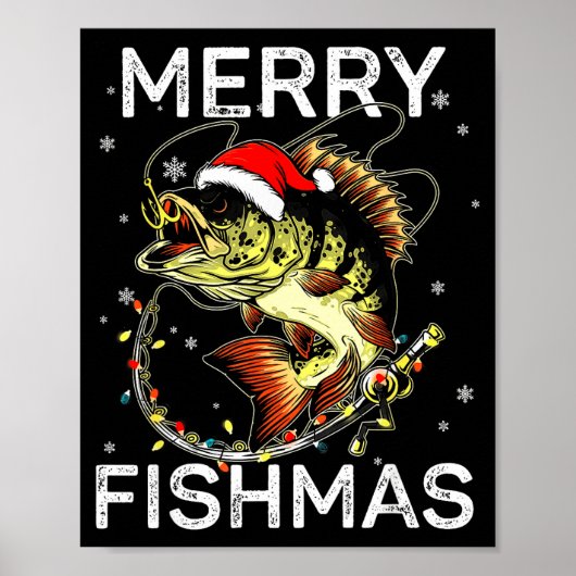 Merry Fishmas Santa Fishing Lovers Funny Fisherman Poster (Voorkant)