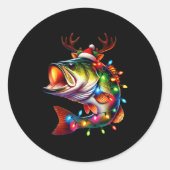 Merry Fishmas Santa Fishing Lovers Funny Fisherman Ronde Sticker (Voorkant)