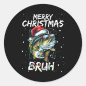 Merry Fishmas Santa Fishing Lovers Funny Fisherman Ronde Sticker (Voorkant)