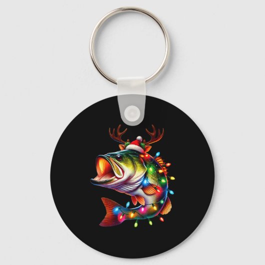 Merry Fishmas Santa Fishing Lovers Funny Fisherman Sleutelhanger (Voorkant)