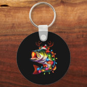 Merry Fishmas Santa Fishing Lovers Funny Fisherman Sleutelhanger (Voorkant)