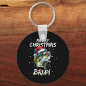 Merry Fishmas Santa Fishing Lovers Funny Fisherman Sleutelhanger (Voorkant)