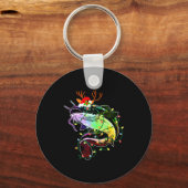 Merry Fishmas Santa Fishing Lovers Funny Fisherman Sleutelhanger (Voorkant)