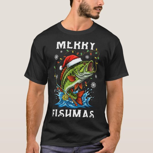 Merry Fishmas Santa Fishing Lovers Funny Fisherman T-shirt (Voorkant)