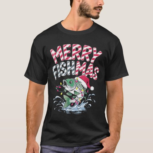 Merry Fishmas Santa Fishing Lovers Funny Fisherman T-shirt (Voorkant)