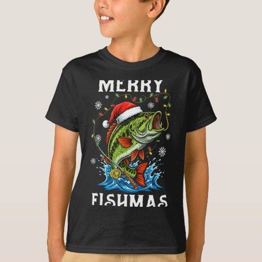 Merry Fishmas Santa Fishing Lovers Funny Fisherman T-shirt (Voorkant)