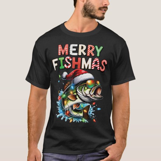 Merry Fishmas Santa Fishing Lovers Funny Fisherman T-shirt (Voorkant)