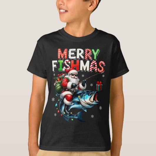 Merry Fishmas Santa Fishing Lovers Funny Fisherman T-shirt (Voorkant)