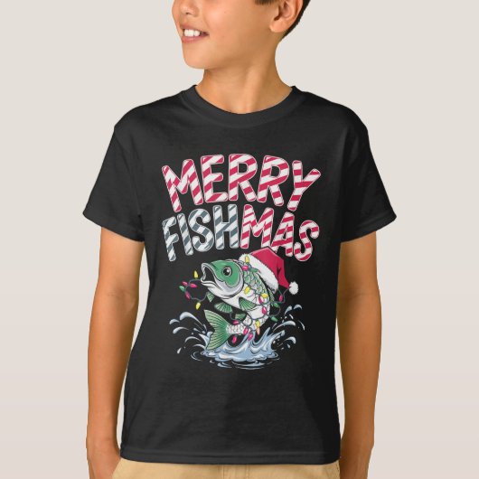 Merry Fishmas Santa Fishing Lovers Funny Fisherman T-shirt (Voorkant)