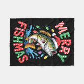 Merry Fishmas Santa Hat B Fishing Christmas Angler Fleece Deken (Voorkant (Horizontaal))