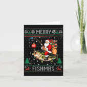 Merry Fishmas Santa Riding B Fish Christmas Ugly S Kaart (Voorkant)