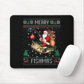 Merry Fishmas Santa Riding B Fish Christmas Ugly S Muismat (Met muis)