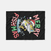Merry Fishmas Santa Vist Grappige Visser Christus Fleece Deken (Voorkant (Horizontaal))
